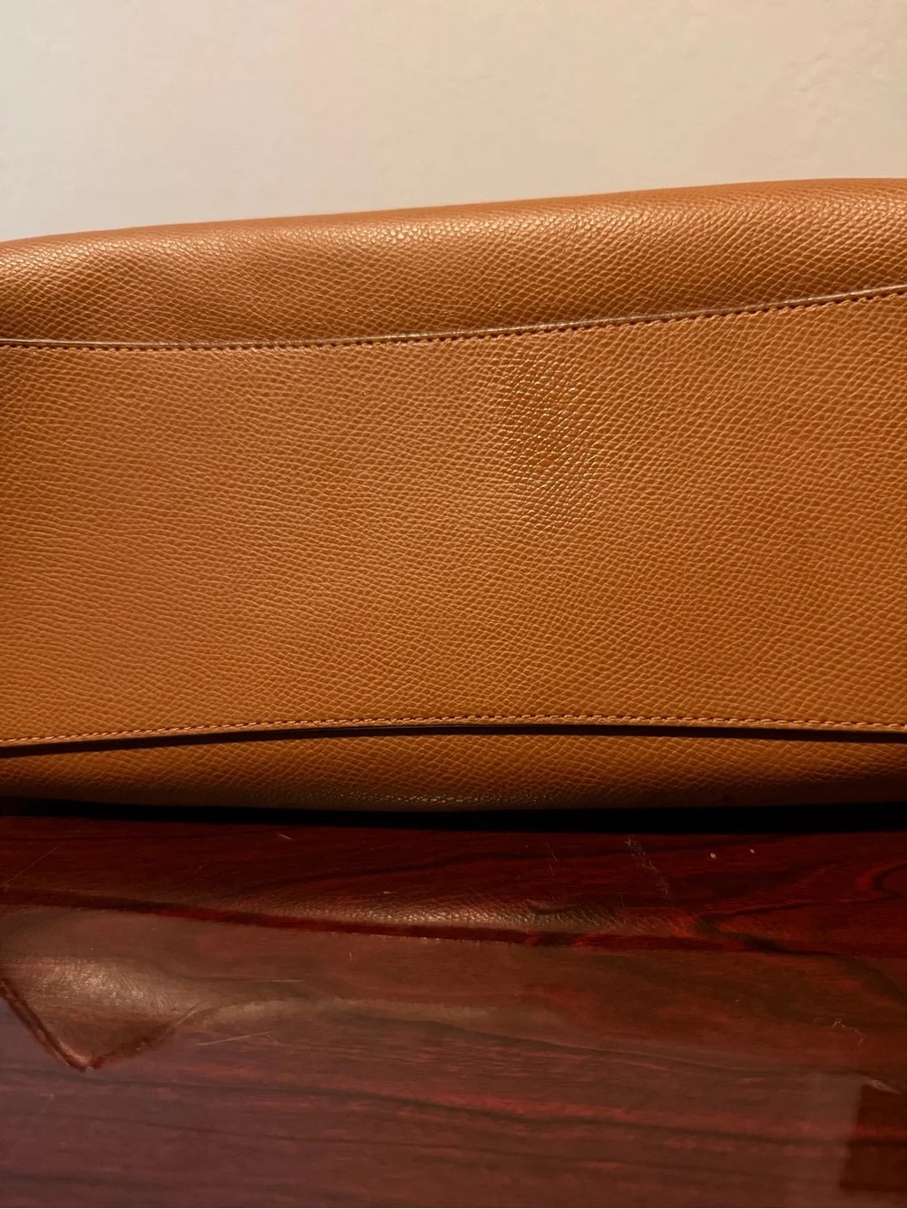 Coach Tan Pebbled Leather Tote with Gold Hardware - Picture 7 of 8